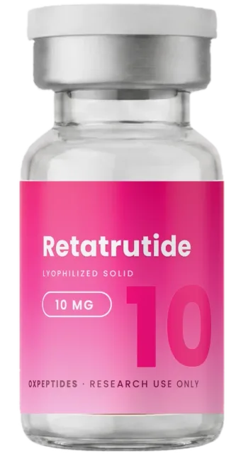 Fiole de Retatrutide 10 mg OXpeptides, poudre lyophilisée